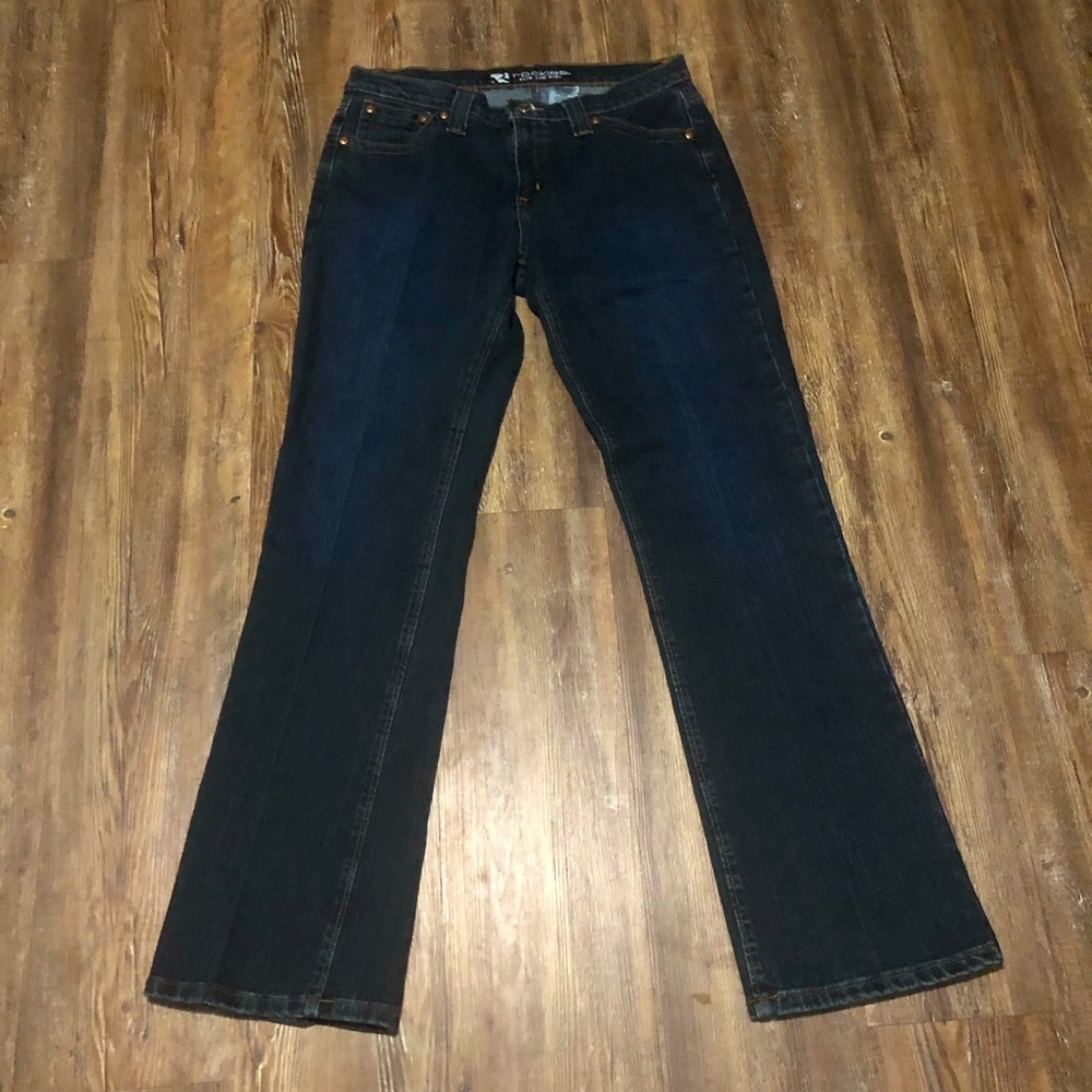 Rockies Jeans Women's 12L Slim Fit Low Rise Straight Leg Dark Wash Western Denim